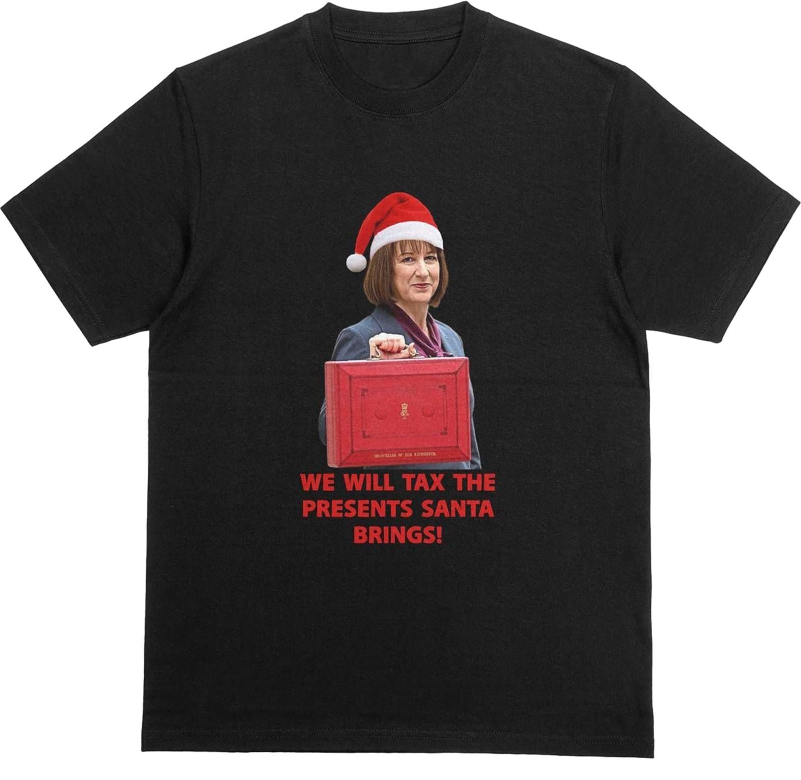 

RACHEL REEVES PRESENT TAX T-Shirt | Funny UK Labour | Christmas Gift Novelty Tee 5XL різнокольоровий