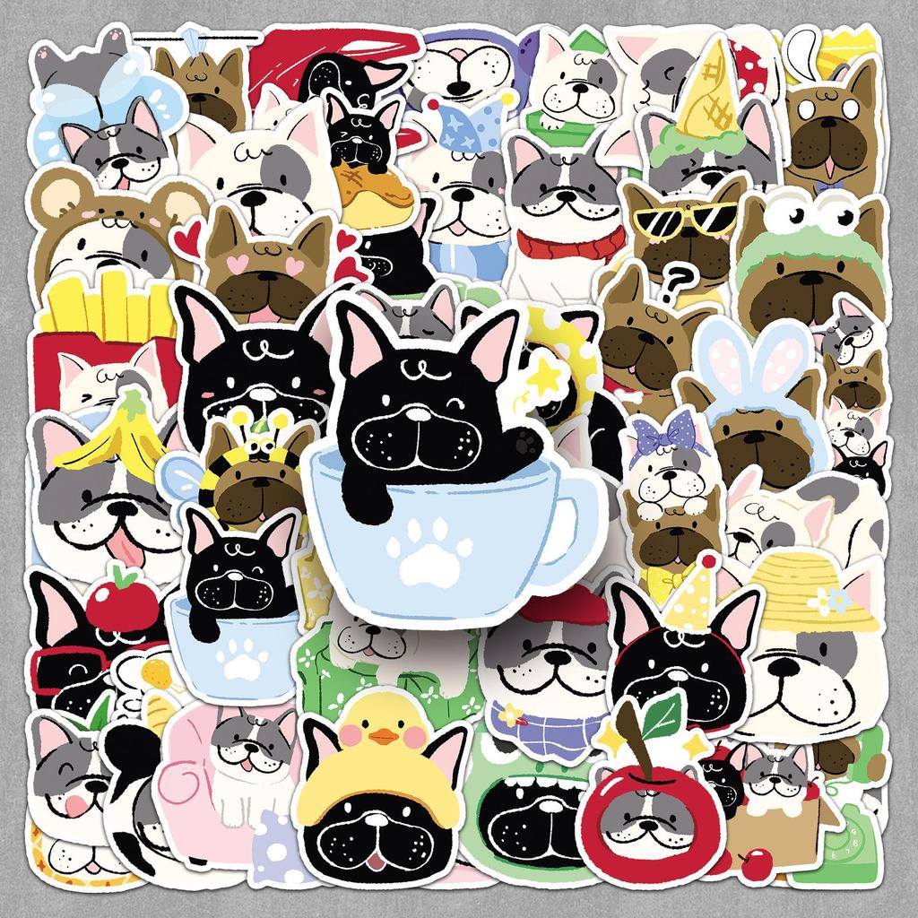 50 French Bulldog Graffiti Stickers for Camera, iPad, Fridge, Scooter