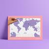 Luckies Sharp World Map SUCK UK Panel, 42x30cm, Purple,