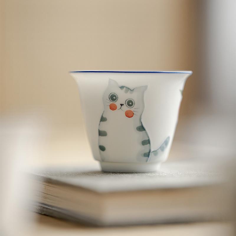 100ml Jade-Schlamm Reine Handbemalte Niedliche Katze Pfirsich Teekanne Teekocher Keramik Teekanne Teep Zeremonie Kung Fu Tee Set