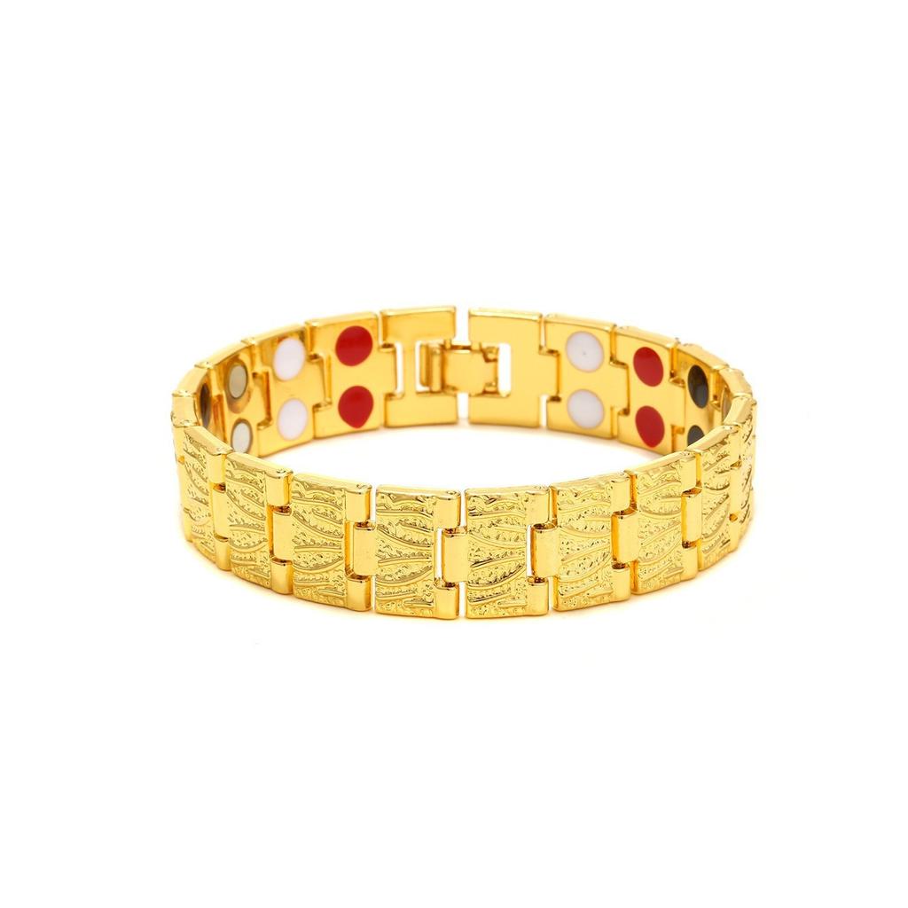 Colore Oro Acciaio Inossidabile Massiccio Metallo Catena da Mano Bracciale & Braccialetto da Uomo Braccialetto Magnetico Gioielli da Uomo
