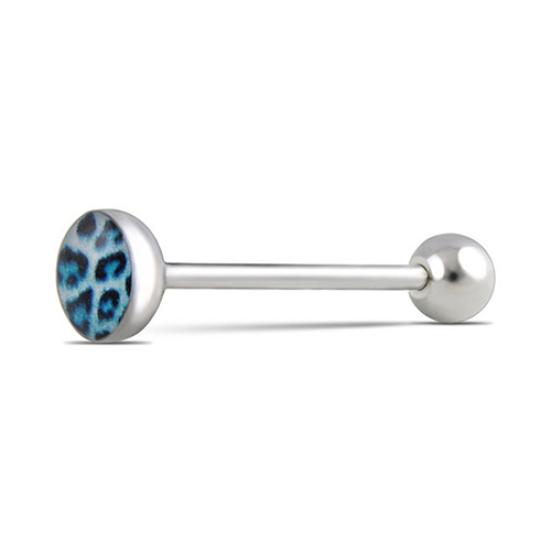 6Pcs Mixed Leopard Ball Barbell Bar Tongue Ring Stainless Steel Body Jewelry