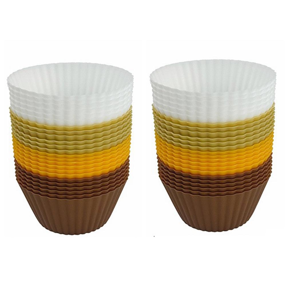 48Pcs DIY Silicone Cupcake Baking Cups Round Shape Muffin Cupcake Mold Food Baking Mold  Baking Tool