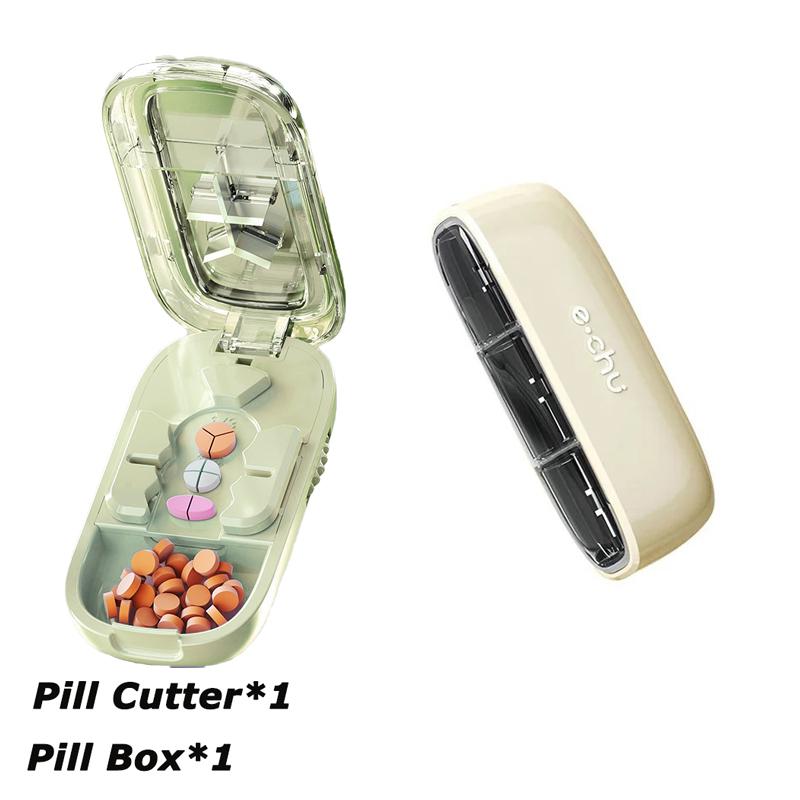 1/2 en 1/3 Verstelbare Pillensnijder Opbergdoos Draagbare Medicijntablet Medicijn Stofdichte Scheidingswand Organizer Vergruizer Pillensnijder