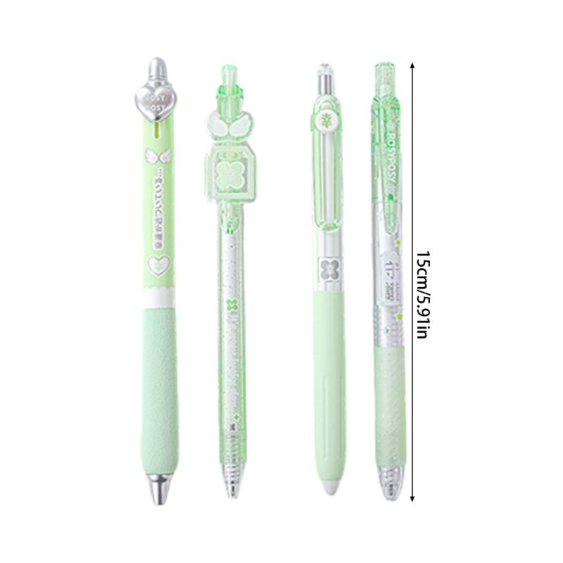4PCS Ergonomic Handle Gel Inks Pen Refillable Retractable Gel Pen with Plastic Clip 0.5MM Black Inks for Office School