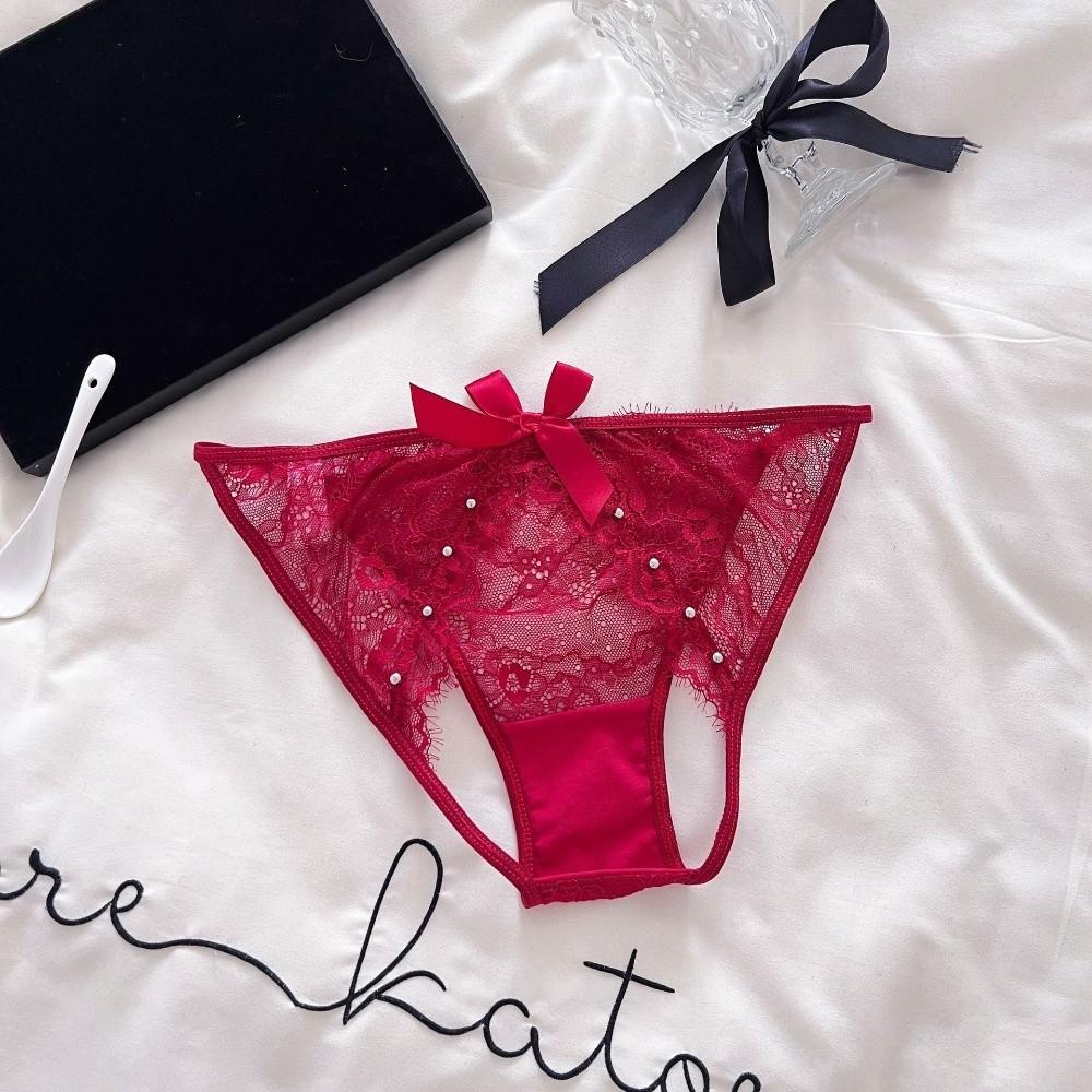 G-String Bowknot Lace Panties Flowers Big Bow Underpants Breathable Thong for Women  Home