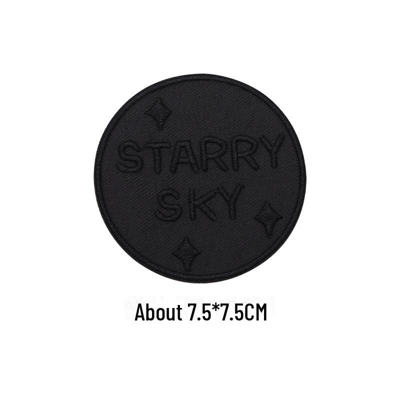 Black Self-Adhesive Embroidery Patch for DIY Clothes Repair and Decoration