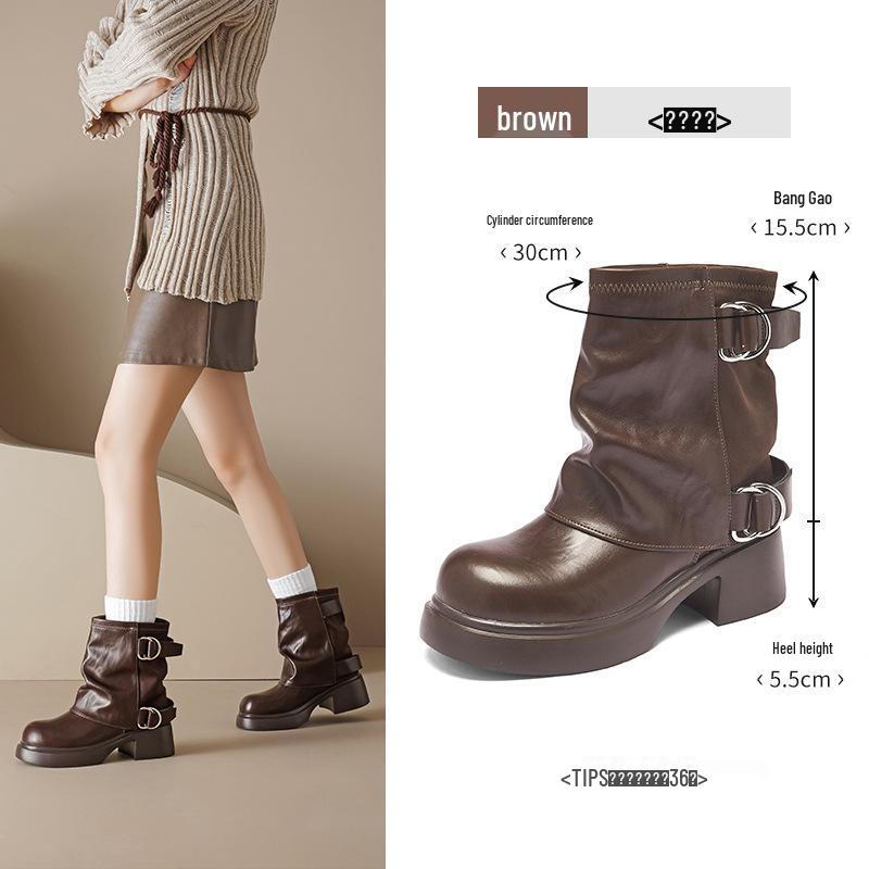 

Женские черные ботинки Martin Augusden 2025 - Новые осенние ботильоны на толстой подошве 37 коричневый