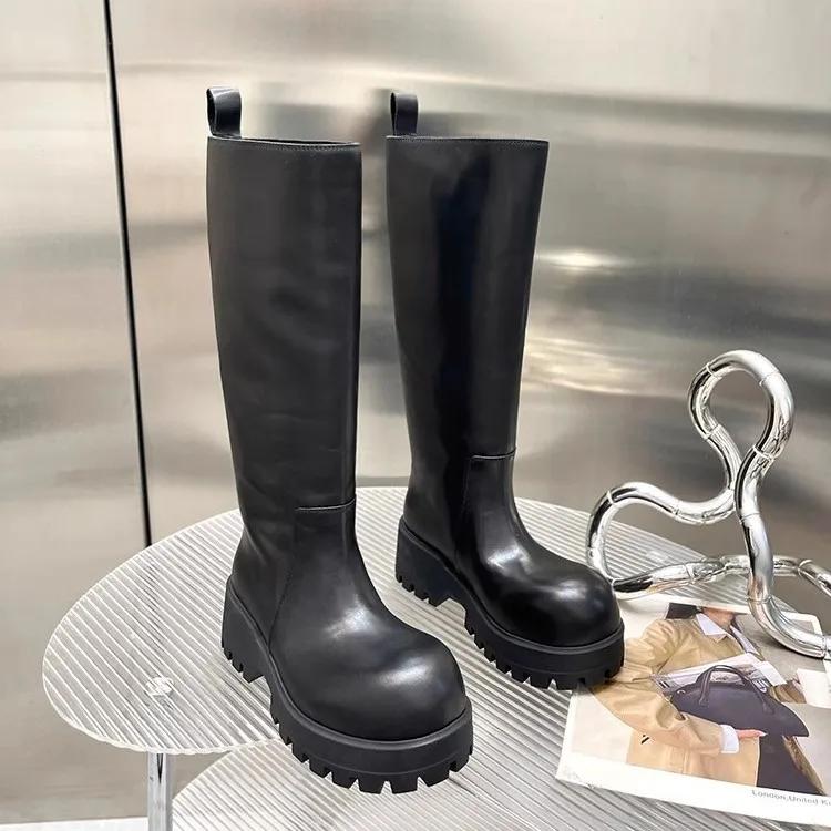 Fashion NEW Luxury Retro Style Knee High Boots Women Fashion Ladies Slip On Knight Long Boots Autumn Winter Women's Footwear