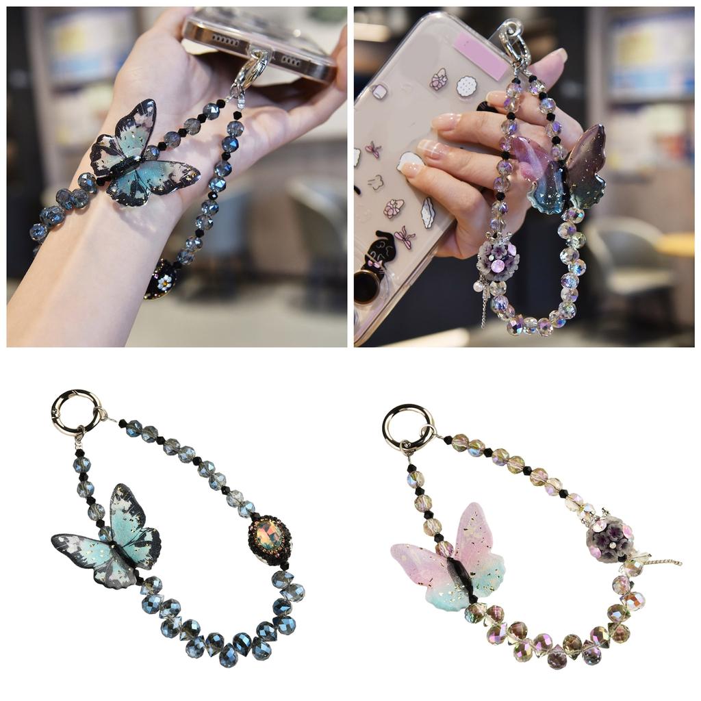 Stylish Beaded Butterfly Phone Strap Colorful Beaded Butterfly Phone Strap Accessory For Fashion Forward Individuals