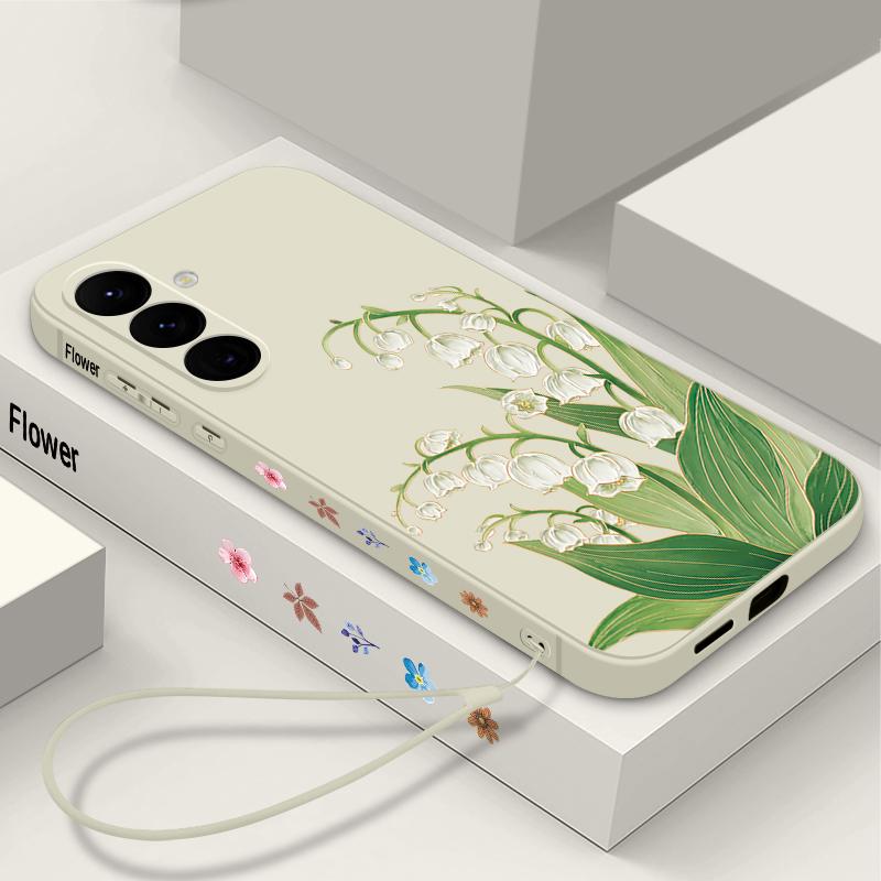 Blue Flowers Pattern Case For Samsung Galaxy S26 S25 Ultra S24 S23 S22 Plus S21 FE A15 A16 A17 A35 A36 A54 A55 A56 5G Soft Cover
