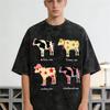 Fashionable Round Neck Printed T-Shirt, Pure Cotton, Stylish Washed Crew Neck, Unisex Style, New Trend, Casual High-Quality Short Sleeve,Y2K