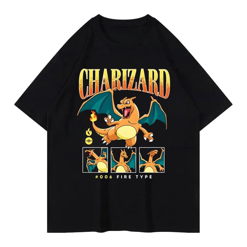 MINISO Summer New Pokémon Game Q Version Cartoon T-shirt Men's Women's Japanese Harajuku Trend Loose Casual Short-sleeved Top