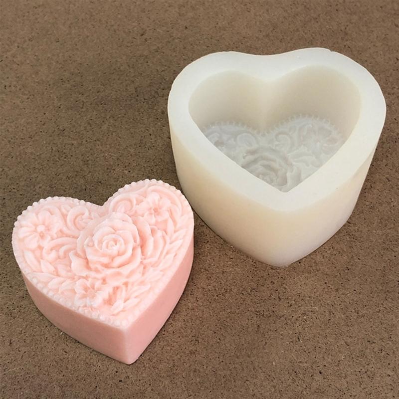 3D Love Heart Rose Silikon Flexibilní potravinářská forma Jílová pryskyřice Keramika Candy Fondant Candy Čokoláda Forma na mýdlo