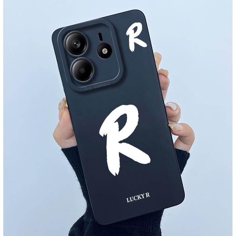 For Xiaomi Redmi Note 14 5G Cover Case Lucky Initial Letter Couple Silicone Soft Matte Phone Bumper for Redmi Note14 5G Casing