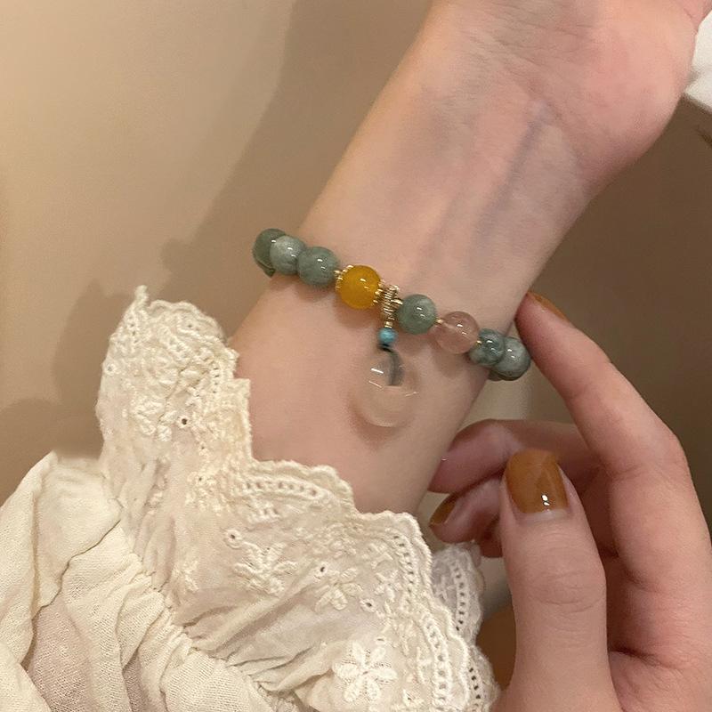 Chalcedony round lotus pod beaded bracelet new Chinese light luxury versatile bracelet fashion temperament high-end jewelry