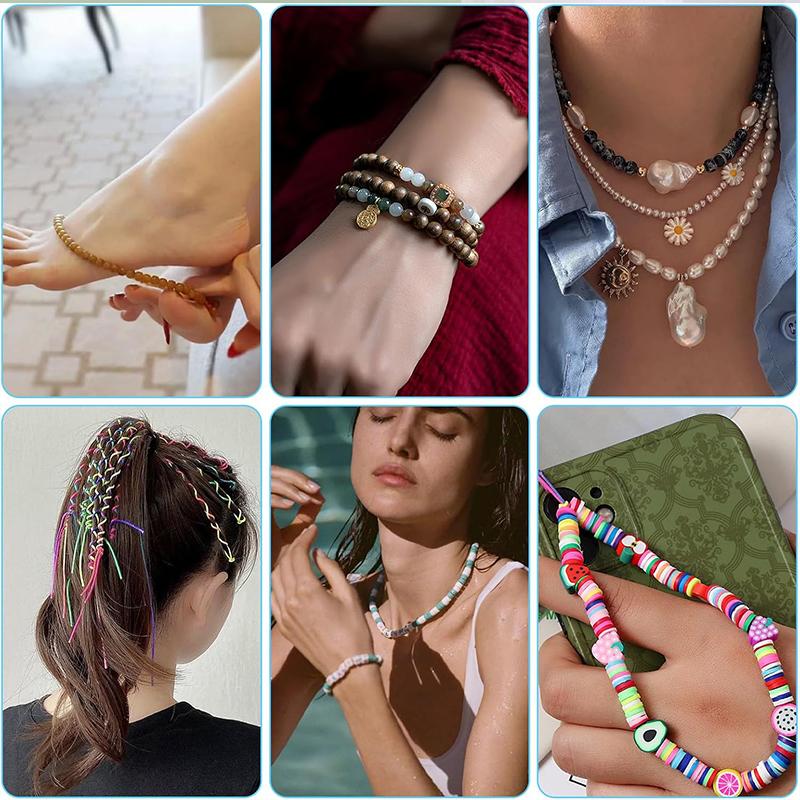 Stretchy String for Bracelets 3 Colors 1 mm Sturdy Elastic String Cord for Jewelry Making, Necklaces, Beading and Crafts