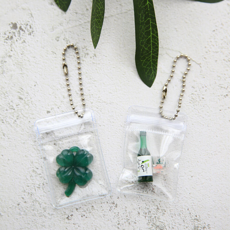 (Options 4-6) Knitted Four-leaf Clover Mini PVC Zipper Bag Keychain