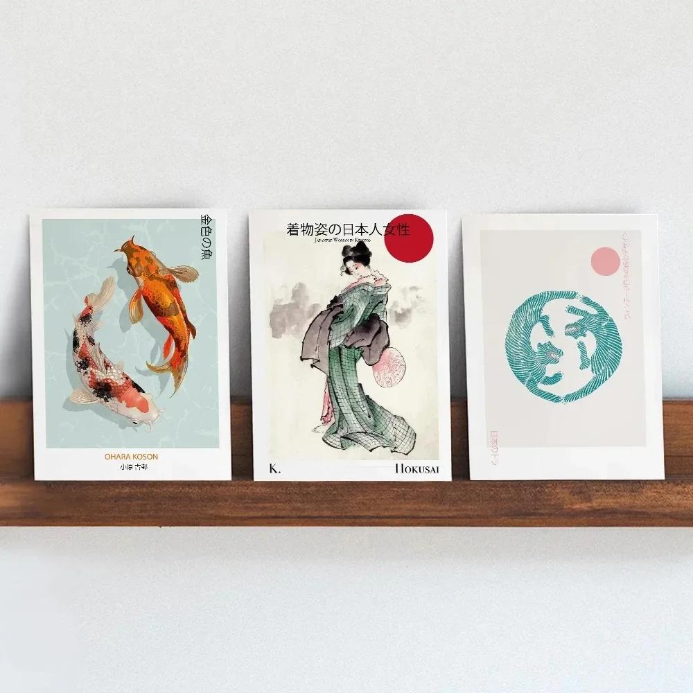Japanese Yayoi Artist Ohara Koson Hokusai Geisha Minimalist Wall Art Canvas Painting Posters for Living Room Modern Home Decor