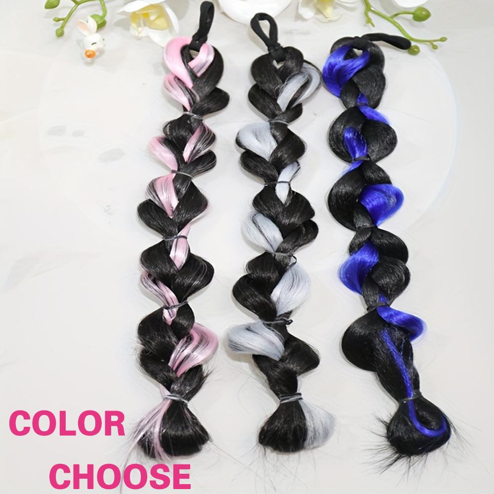MISSQUEEN Synthetic Long Elegant Highlighted Braided Ponytail Extension With Elastic Band Hair For Women Easy To Wear