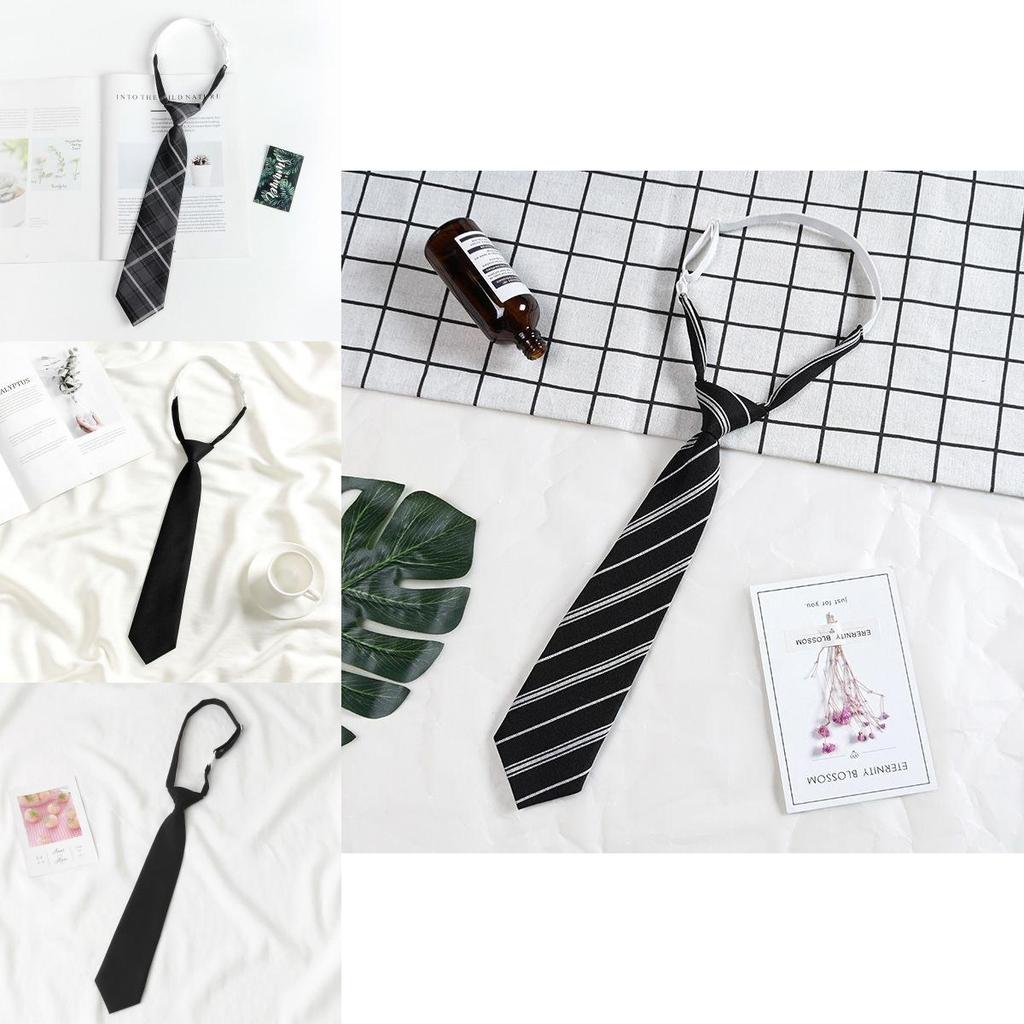 Cotton Solid Color Tie With White Stripe For Japanese School Style Students And Casual Wear