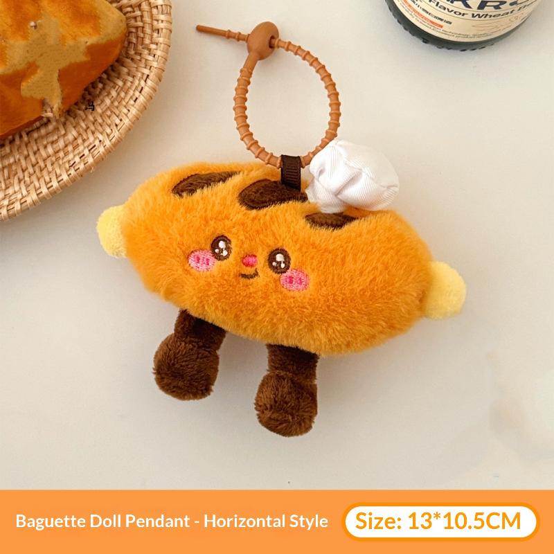 Creative French Bread Doll Plush Keychain Cute Cartoon Baguette Doll Pendant Plush Doll Backpack Decorative Accessories Gift A2
