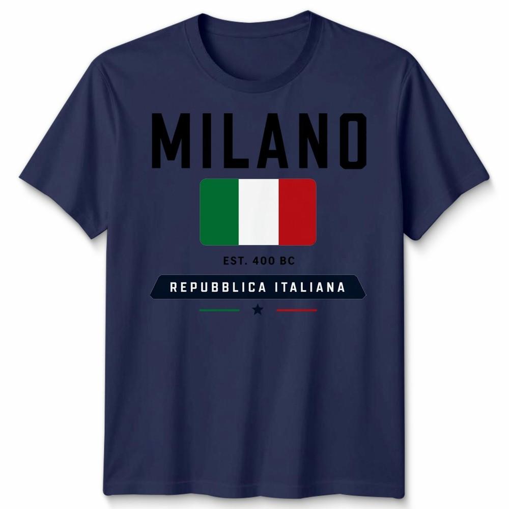 Milano Graphic Unisex Football T Shirt Casual White Soft Cotton Classic Top