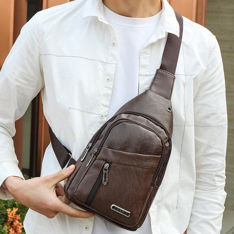 Men'S Crossbody Bags Men'S Chest Bag Designer Messenger Bag Leather Shoulder Bags Diagonal Package Large Capacity Bag For Travel
