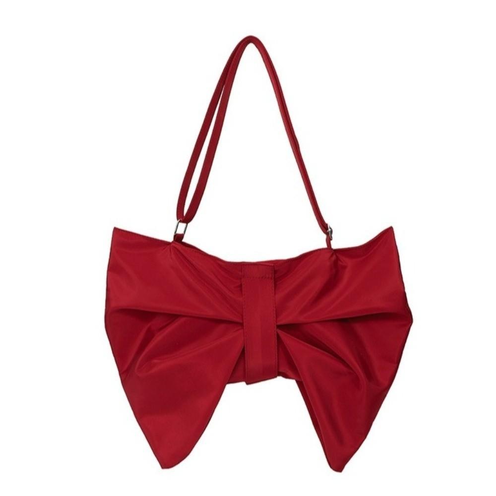 Elegant Large Capacity Bowknot Tote Fashion Zipper Handbag Pleated Bow Crossbody Bags Office Use