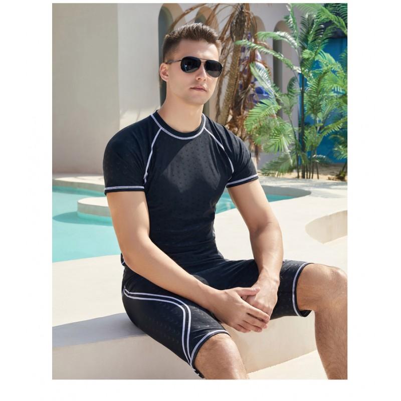 Mens Quick-Dry Breathable Swim Trunks With Shark Skin Texture Compression Fit Surfing Snorkeling Swimming