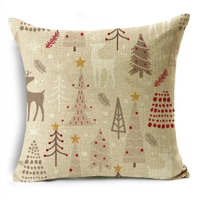 Frohe Weihnachten Pflanzen-Serie Kissenbezüge 40/45/50cm Santa Rentier Schneeflocken Kissenbezug für Sofa Couch Heimdeko