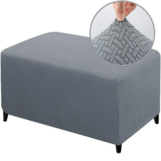 Jacquard Ottoman Cover Stretch Durable Footstool Cover Bench Stool Cover Washable Furniture Protector Stool Cover