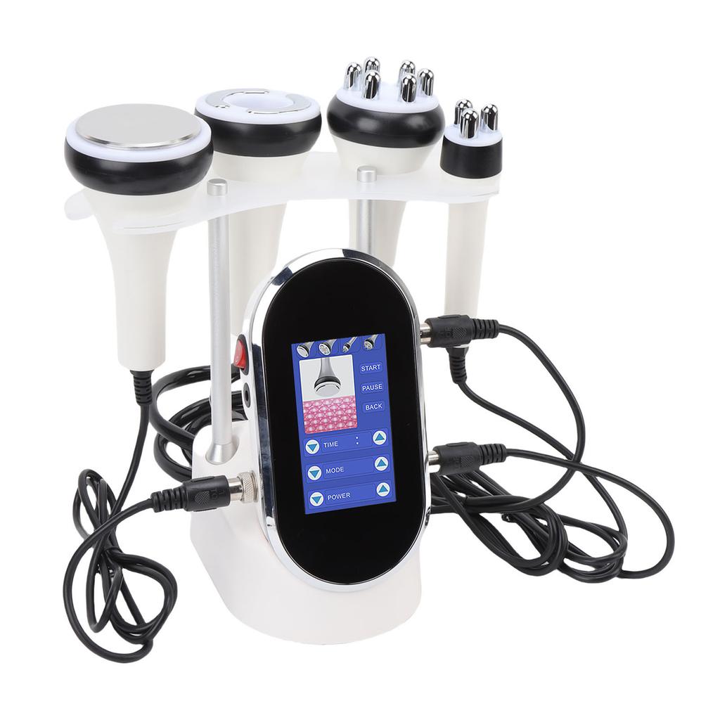 4 In 1 RF Cavitation Machine Fat Reduction Radio Frequency LED Body Slimming Machine with 4 Function Heads for Home Spa
