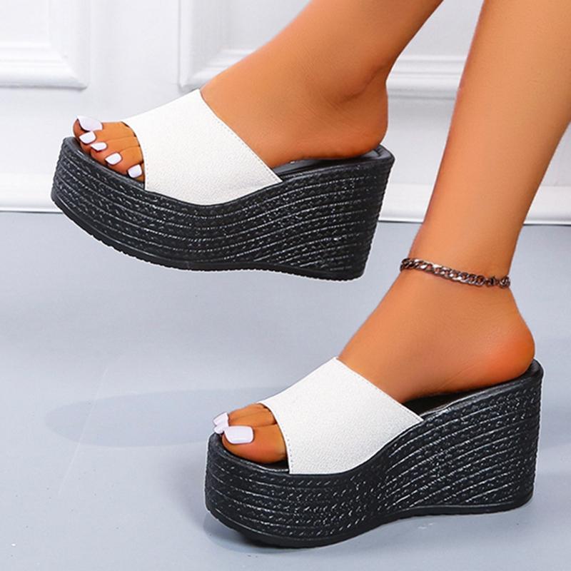 Lucyever Plateau-Keilsandaletten Damen Hausschuhe Sommer 2024 Offene Zehen Hohe Sandalen Frau Lässig Übergröße Outdoor Strandschuhe 43
