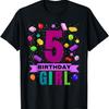 Girl 5 Year Old Building Bricks 5th Birthday Blocks T-Shirt