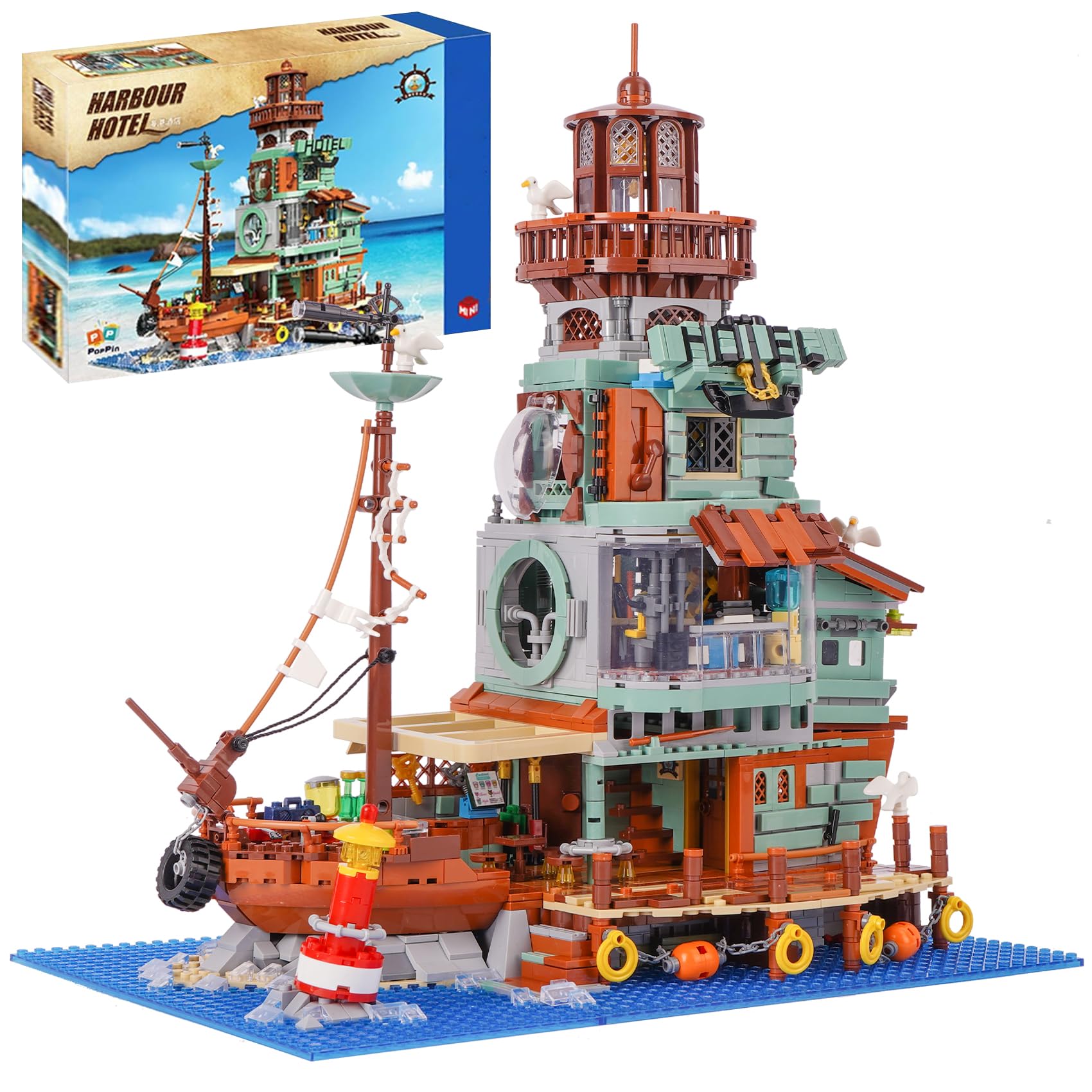 

Oichy Мини-блок Корабль Миниатюрный Дом Набор Игрушка Гавань Отель Парусник Отель Набор блоков Гавань Отель Сборочный набор Модель для детей и взрослых