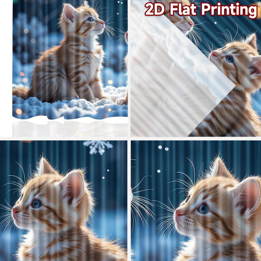 2D flat Photography Backdrop Party Backdrop Christmas Kittens in Snow 100% Polyester Festive Backdrops Perfect for New Year