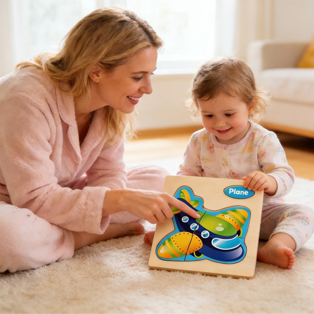 Wooden 3D Jigsaw Puzzle For Kids Educational Toys Cartoon Animal Vehicle Traffic Early Learning Intelligence Toy