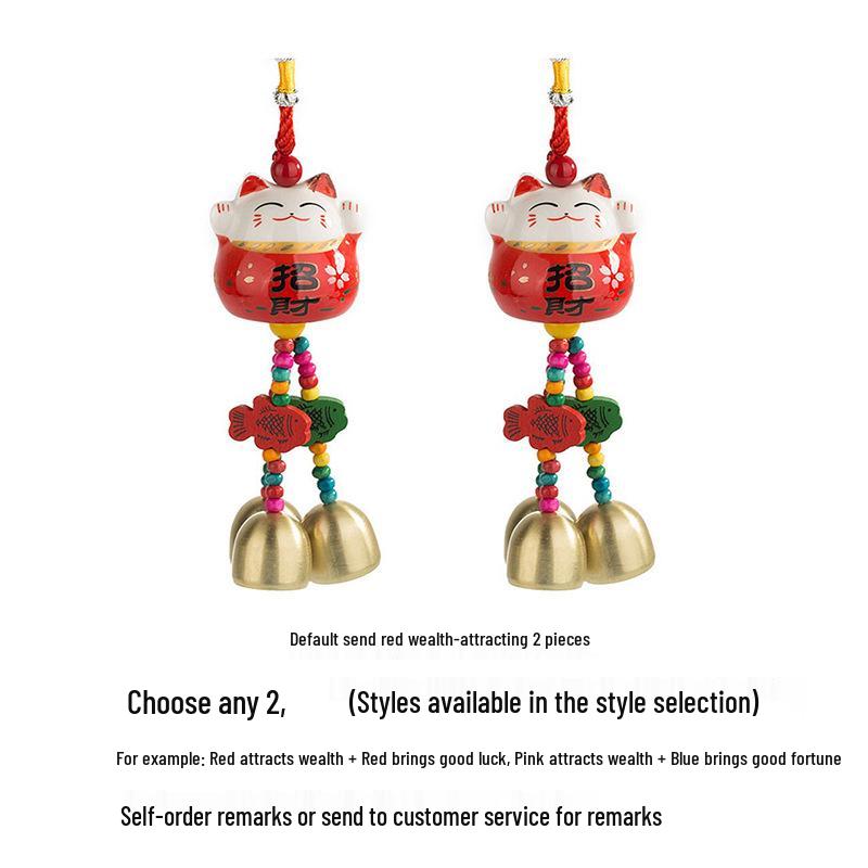 Cat Ceramic Wind Chime Doorbell Pendant - Small Hanging Ornament for Doors or Shop Openings
