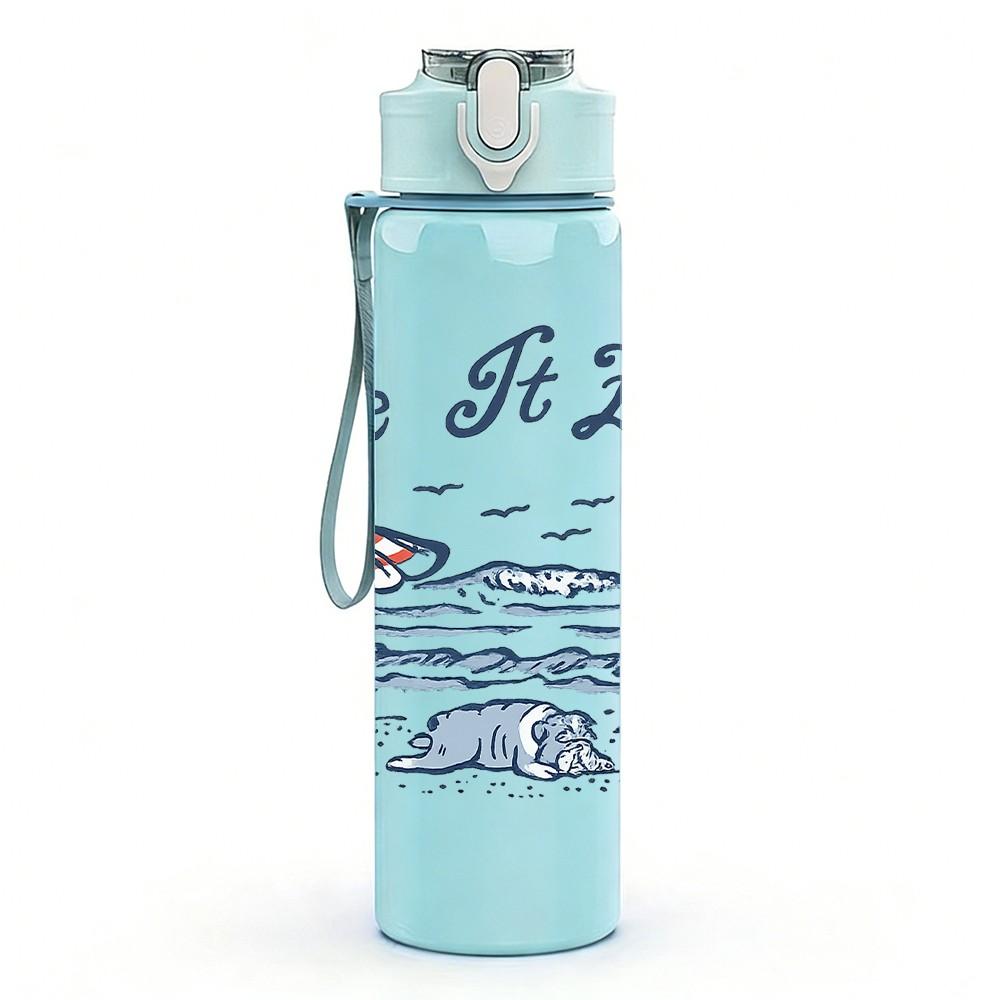 1PC Take It Easy Sea Boat Retro Print 750ml Color Plastic Sports Water Bottle Leakproof Flip Straw Lid Suitable for Sports Office Home Use