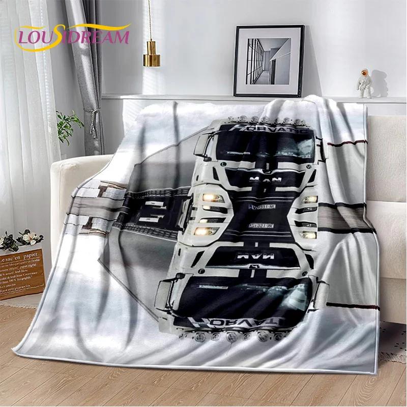HD Man Truck Lorry 3D Printing Soft Flannel Blankets,Throw Blanket Comfortable Blanket for Picnic Beds Sofa Home Bedroom Gifts