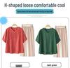 Women's Tencel Linen Embroidered Short-Sleeve T-Shirt & Pants Two-Piece Set - Summer 2025 Collection for Middle-Aged Moms