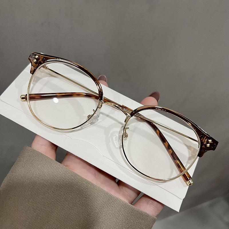 Fashion Semi-Rimless Men Glasses  Material Anti Blue Light Eyeglass Frames Korean Fashion Women'S Glasses