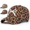 Unisex Bow Embroidery Leopard Print Baseball Caps Spring Autumn Outdoor Adjustable Casual Hats Sunscreen Hat Sports Cap
