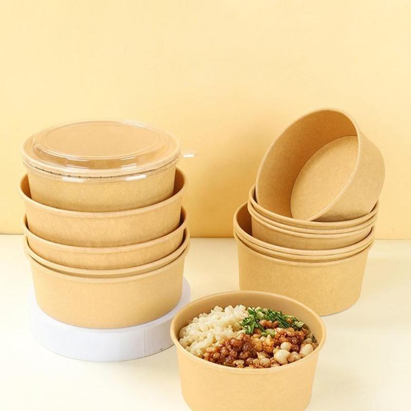 50-Pack 500Ml 750Mldisposable Salad Bowls - Kraft Paper Bowls With Transparent Lids Multiple Options