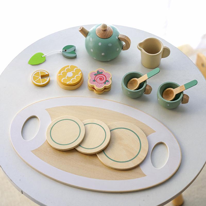 Wooden Tea Set For Little Girls Wooden Toys Toddler Tea Set Play Kitchen Accessories For Kids Pretend Play Food Tea Party Toys