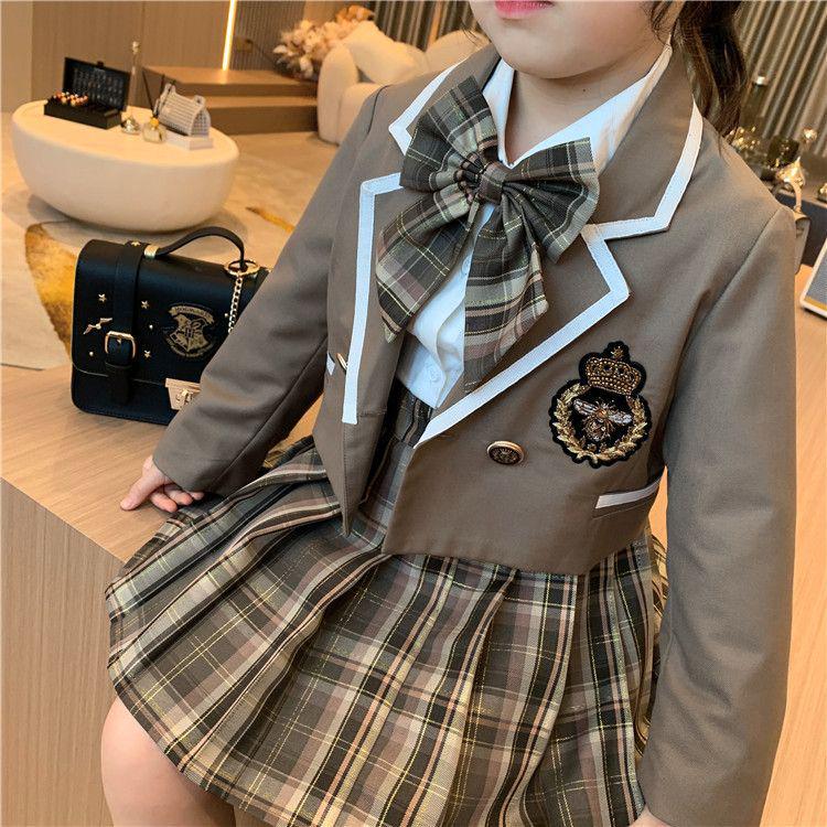 2024 Girls' Academy Style Three-Piece Fashion JK Uniform Set for Kindergarten & Big Kids