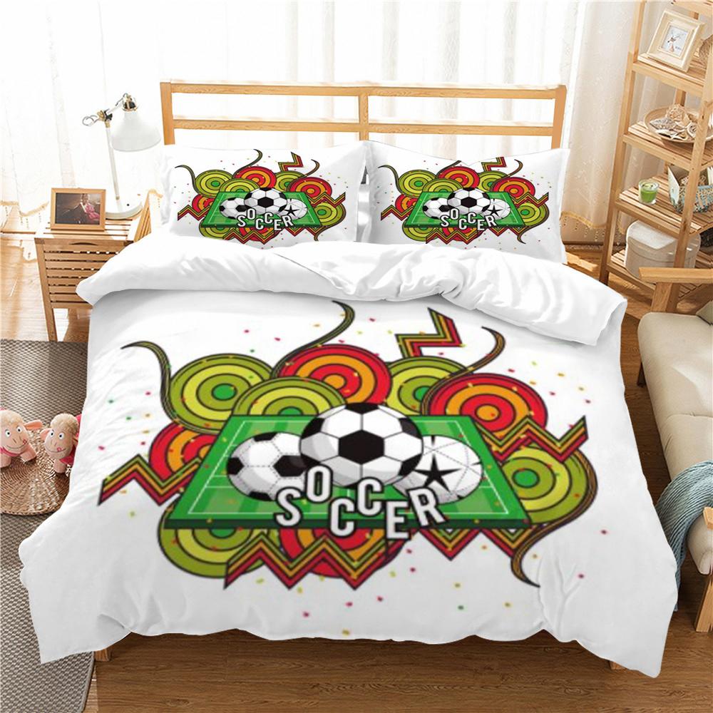 Bytový textil Povlečení Oblek s povlakem na polštář Fotbalový obraz Queen King Size Povlečení Vintage Povlak na přikrývku