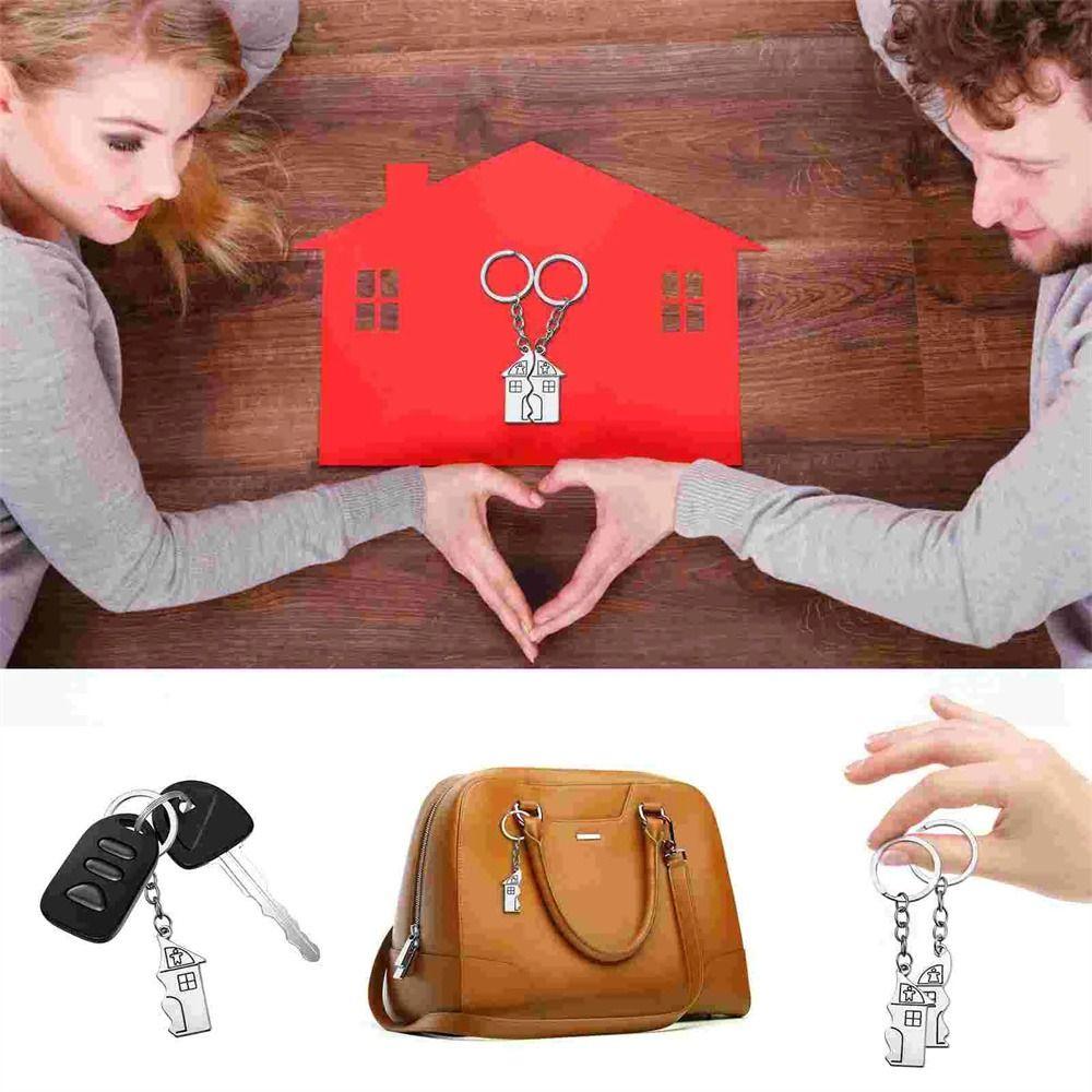 Stainless Steel Couple Keychain Engraved House Keyring Exquisite Lovers Keyring  Jewelry