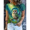 Modisches Damen Rundhals Kurzarm 3D Porträt Farbig Bedrucktes Porträt Kurzarm Rundhals T-Shirt
